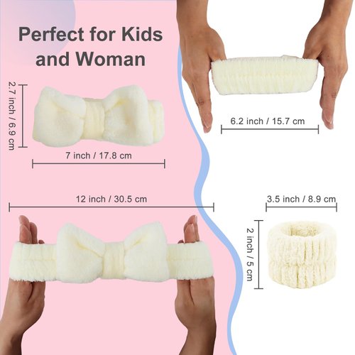 CAVETEE 9 Pcs Spa Headbands for Girls Kids, Towel Headband for Washing Face, Face Wash Headband and Wristband Set, Skincare Spa Headband Clean Girl Face