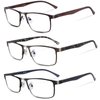 Lcbestbro 3 Pack Business Blue light Blocking Reading Glasses for Men, 2.5 Metal Readers