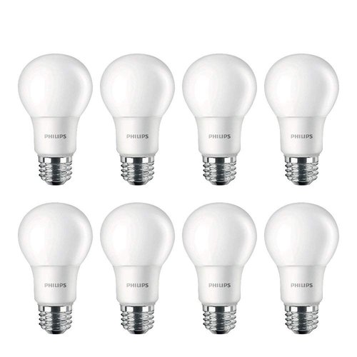 Philips 462168 LED Bulb 8 Pack 60 Watt Equivalent, Daylight (5000K) A19 Non Dimmable, Medium Screw Base