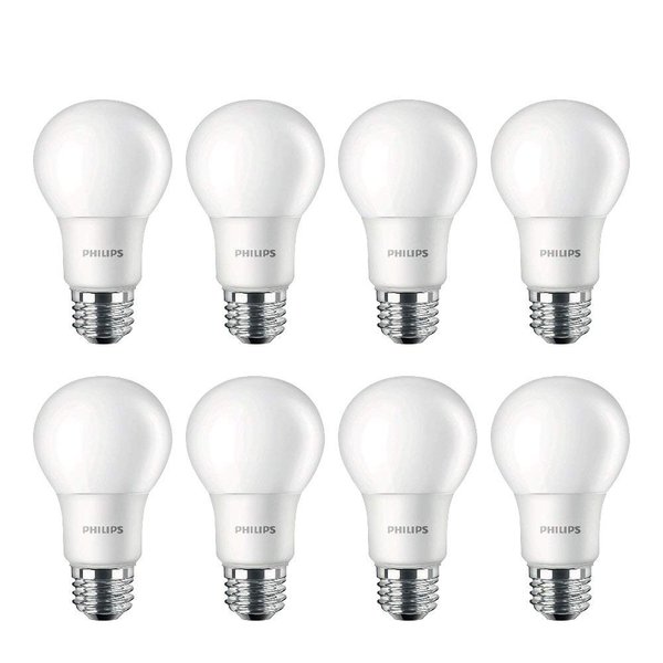 Philips 462168 LED Bulb 8 Pack 60 Watt Equivalent, Daylight (5000K) A19 Non Dimmable, Medium Screw Base