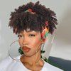 LEOSA Headband Wig with Bangs Head Wrap Wigs 2 in 1 Afro Wigs,Short Kinky Curly Wigs for Black Women Headwrap Wigs Afro High Puff with Bangs Wigs Synthetic Brown Wig with Multicolor Scarf Wigs
