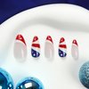 24Pcs 4th of July Press on Nails Medium Almond Independence Day Fake Nails Red Glitter French Tip False Nails with Star Designs Full Cover Stick on Nails Acrylic Patriotic Artificial Nails for Women