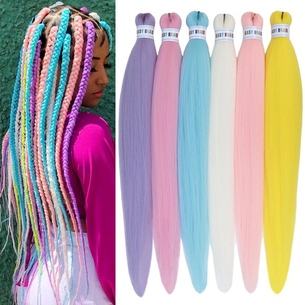 Colorful Braiding Hair Pre Stretched Braiding Hair Colored Hair Extensions for Box Braids 26inch Hot Water Setting PreStretched Braiding Hair Multi Color Braiding Hair Pre Stretched