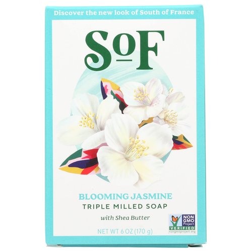 South of France Blooming Jasmine Bar Soap, Gluten Free, Cruelty Free, 6 Ounce (Pack of 3)