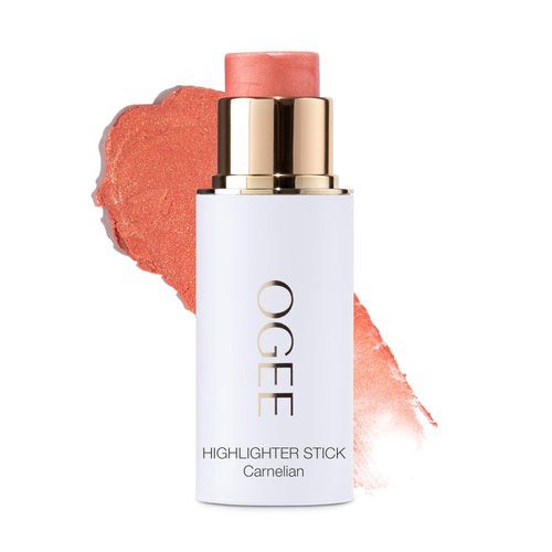 Ogee Sculpted Face Stick (CARNELIAN - SHEER LUMINOUS CORAL) Certified Organic Blush Stick - Multi-Use Cream Blush & Highlighter Stick