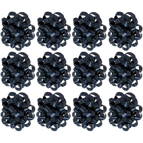 The Gift Wrap Company Decorative Confetti Gift Bows, Medium, Black, pack of 12