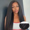 Yargel Hair 24 Inch Kinky Straight Clip in Hair Extensions for Black Women Full Head Yaki Straight Seamless Clip ins Synthetic Hair Pieces(1 pack)