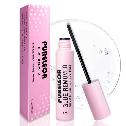 PURELEOR Lash Glue Remover for Cluster Eyelashes DIY Eyelash Extension Remover Gentle Soothing Non-Irritating Eye Cleanser Lash Bond Remover (Oil Based 5ML)