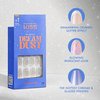 KISS Gel Fantasy Dreamdust, Press-On Nails, Nail glue included, Champagnes', Light Blue, Short Size, Squoval Shape, Includes 28 Nails, 2G Glue, 1 Manicure Stick, 1 Mini File