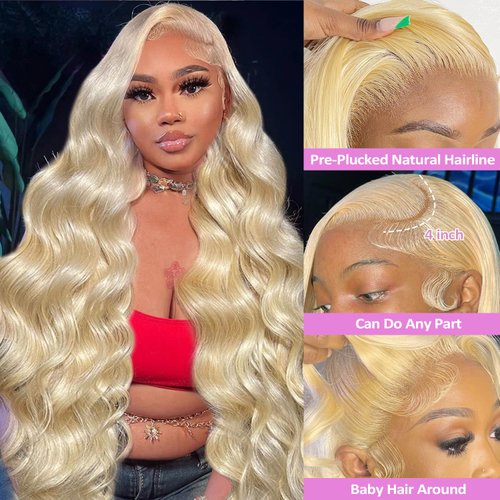 Pangdd Blonde Wig Human Hair 22 Inch 613 Lace Front Wig Human Hair 13x4 Body Wave Lace Front Wigs Human Hair 200% Density HD Lace Frontal Wig