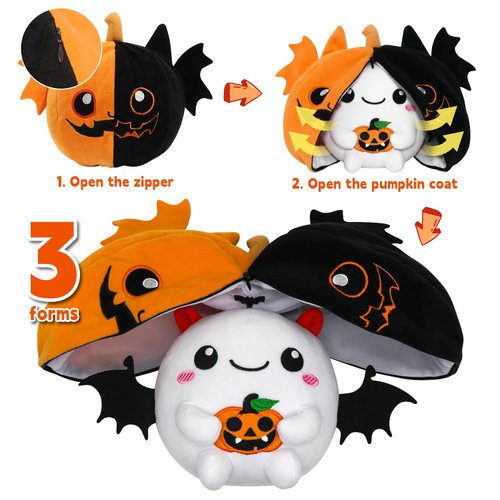 NJXQLL Halloween Plush Toys, Halloween Stuffed Animal Plush Pillow, Pumpkins Ghosts Halloween Plushies Toys for Adults and Kids, Halloween Christmas Birthday Party Home Decor