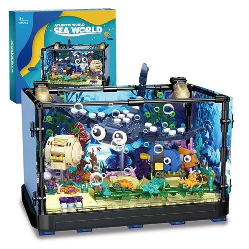 RiceBlock Fish Tank Building Block Set, Advanced Christmas Toys Building Block Toys, The Gifts for Boys Age 8-12, 875 Pieces