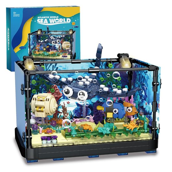 RiceBlock Fish Tank Building Block Set, Advanced Christmas Toys Building Block Toys, The Gifts for Boys Age 8-12, 875 Pieces