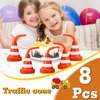 Sawysine 8 Pack Construction Cone Cups with Straws Bulk, Traffic Cones Party Favor Cups 10 oz Plastic Reusable Kids Race Cups Set for Construction Traffic Theme Racing Car Birthday Party Supplies