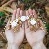 Yean Flower Wedding Hair Comb Pearl Bridal Hair Piece Crystal Hair Accessories for Women and Girls (Gold)