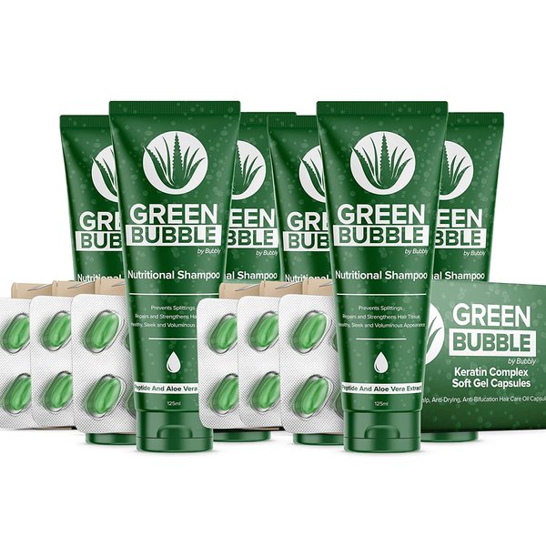 Green Bubble Hair Growth Complex by Bubbly, With Nutritional Shampoo and Hair Oil Capsules for Stronger & Healthier Hair (Pack of 6)