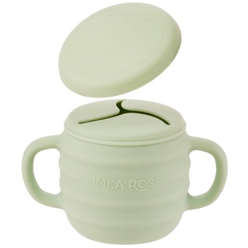 Simka Rose Silicone Snack Cups for Toddlers - Spill Proof Baby Snack Container with Lid for Easy Travel - Unique 3 Flap Design to Control Messes - Wide for Easy Access and Handles for Toddler Eating