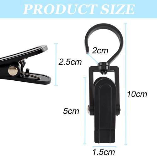 Vinbee 20 PCS Laundry Hooks with Clips Super Strong Plastic Home Travel Swivel Hanging Hanger Closet Organizer Clamps Socks Boot Bras Towels for Bathroom Wardrobe Kitchen Office - 4.3 Inches (Black)