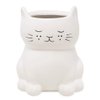 Isaac Jacobs White Ceramic Cat Toilet Bowl Brush Holder with Chrome Metal Handle (Unassembled) - Bathroom Accessory & Cleaning Storage (Cat)