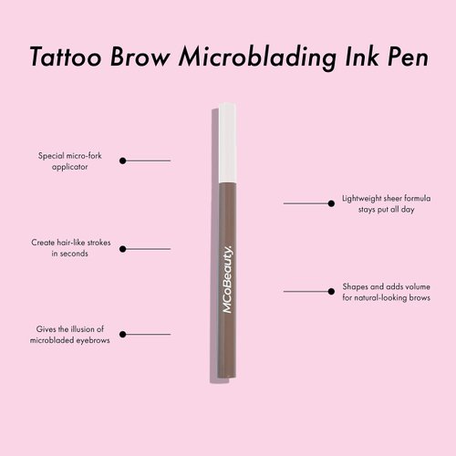 MCoBeauty Tattoo Eyebrow Microblading Ink Pen, Medium/Dark, Hair-Like Strokes, Lightweight and Long-Lasting, Vegan, Cruelty Free Cosmetics