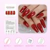 Gorgeous Red Press on Ballet False Nails Long Ruby-red Coffin Ballerina UV Fingersnails Free Adhesive Tapes 24pcs/set