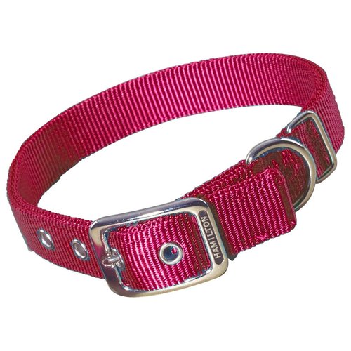 Hamilton Thick Nylon Deluxe Dog Collar, 1-Inch by 24-Inch Double, Red