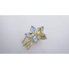 Generic Small mini gold metal ab crystal flower alligator hair claw clip