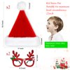 QLINLEAF 4Pack Red Santa Hat for Kids Plush Christmas Hats and Christmas Glasses Eyeglasses for Xmas Holiday Party for Children