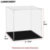 LANSCOERY Acrylic Display Case, Assemble Small Showcase Display Box for Collectibles, with Dustproof & Seamless Display Design, 3x3x3inch Black Base