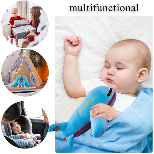 AUCOOMA Stuffed Airplane Plush Toys Blue Plane Pillow,Gifts for Kids Adults 15.7 inches