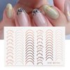 3D Lines Nail Stickers Rose Gold Metal Nail Art Decals 8 Sheets Stripe Lines Letters French Tips Self-Adhesive Nail Decals Curve Nail Art Sliders Nail Supplies for Women Manicure DIY Decorations