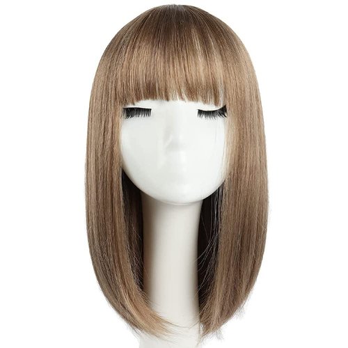 HSPCYGG Short Wig Brown Bob Wig for Women with Bangs Halloween Cosplay Party Synthetic Daily 14 I...