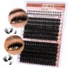 Focipeysa Eyelash Clusters 100D 200D Lashes Extensions with Bottom Lash Volume Lash Clusters 256pcs Individual Eyelash Extensions 12-18mm Mixed Eyelash Extensions DIY D Curl Lash Extension at Home