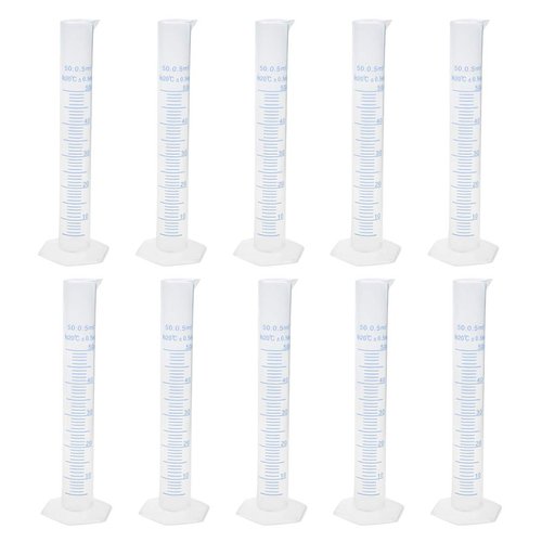 Geesatis 10 Pcs Plastic Measuring Cylinders 50 ml Lab Test Graduated Measuring Cylinder