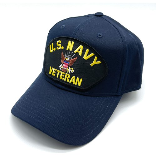 Infinite Hats US Navy Veteran Patch Adjustable Baseball Cap (Navy)