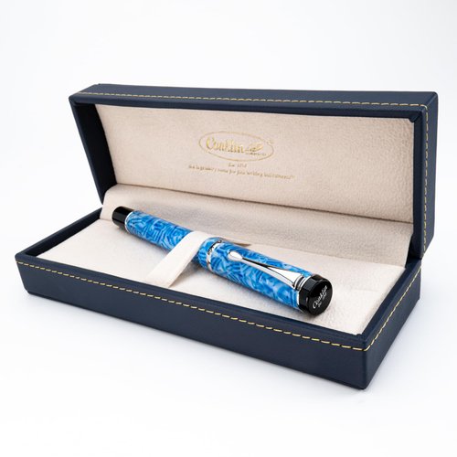 Conklin Duragraph Fountain Pen Ice Blue - Medium Nib, Timeless Writing Instrument with Cool Blue Finish