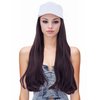 Rugelyss Hat Wig for Women Long Wavy Baseball Cap Wig with Curly Hair Extensions Synthetic Rednish Brown Wig Adjustable White Baseball Hat