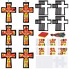 Chiisong 24 Sets Thanksgiving Day Religious Cross Craft Fall Blessing Tissue Paper Craft Kit Christian Thanksgiving Craft Cross Craft Gift Set for Sunday School Church Classroom Fall Party Supplies