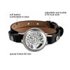 OIDEA Mens Womens Hollow Tree of Life Charm Essential Aromatherapy Oil Diffuser Locket Leather Wrap Bracelet With 8 Color Pads,Size Adjustable,Black