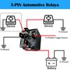 Kalmaegee 5 Pack Relay 12V 40A, 5 Pin Relay SPDT with Sockets and Wiring Harness Relay Switch Kits for Car Truck Motorcycle Boat