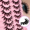 7 Pairs Manga Lashes Wet Look 16mm Flu-ffy D Curl Lashes Volume Spiky Lashes Dramatic Cosplay Lashes Wispy Fairy Lashes Faux Mink False Eyelashes Japanese Korean Lashes(S22)