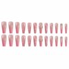 MISUD Coffin Press on Nails Long Ballerina Fake Nails Glossy Glue on Nails Cute Pink Heart Acrylic Nails Bling Glitter French Tip Artificial Nails Rhinestone Stick on False Nails with Design 24 pcs