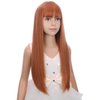 PATTNIUM Kids Auburn Wig with Bangs Child Long Straight Orange Wig Girls Ginger Long Synthetic Wig with Wig Cap