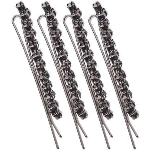 Beaupretty Rhinestone Bobby Pin, hair jewelry bobby pins Crystal Metal Hair Clips Diamond Wedding Bridal Hair Accessories for Women bobby pins decorative rhinestone Ladies (Black)