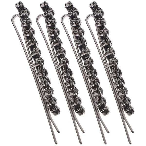 Beaupretty Rhinestone Bobby Pin, hair jewelry bobby pins Crystal Metal Hair Clips Diamond Wedding Bridal Hair Accessories for Women bobby pins decorative rhinestone Ladies (Black)