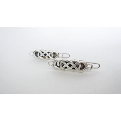 Generic 2 extra tiny small silver metal celtic knot hair clip for fine thin hair, 7
