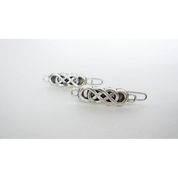 Generic 2 extra tiny small silver metal celtic knot hair clip for fine thin hair, 7