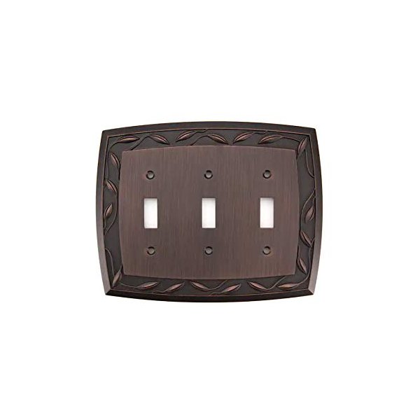 Allen + Roth 3-gang Dark Oil-rubbed Bronze Standard Toggle Metal Wall Plate