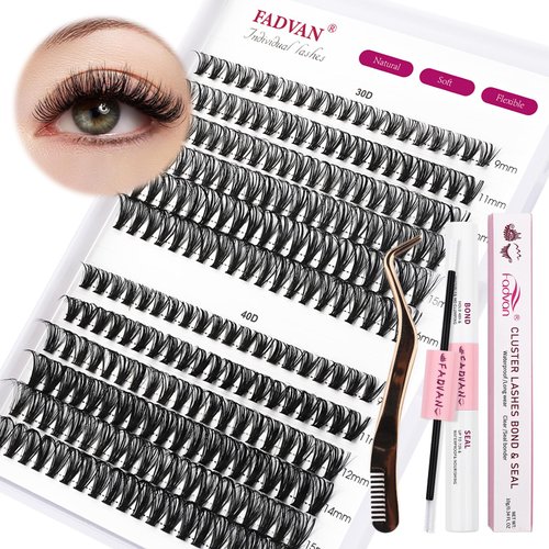DIY Lash Extension Kit, 240Pcs Lash Clusters Velvet Thin Band Individual Lashes D Curl Eyelash Ex...