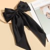 Satin Giant Hair Bow French Barrette Hair Clip Women Hair Accessory (Black)